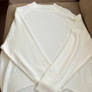 WHBM Cream white studded longsleeve